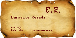 Barasits Rezső névjegykártya